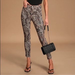 Free People SnakePrint Denim Legging, Size 24, NWT